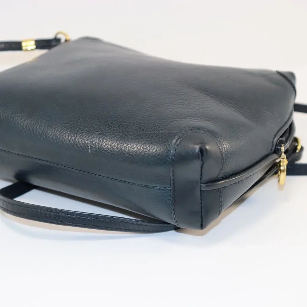 Vintage Gucci Navy Blue Pebbled Leather‎ Crossbody Bag GG Plus Line Refreshed